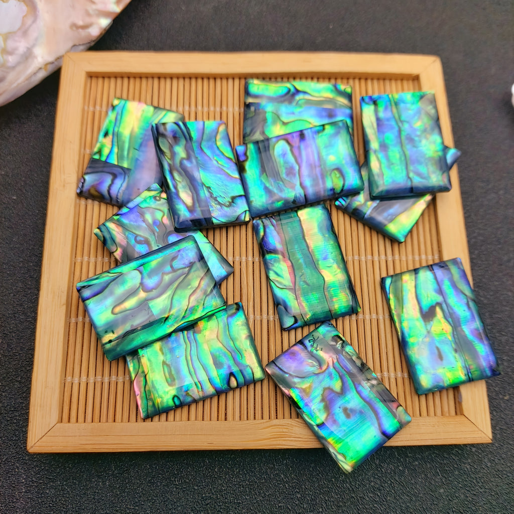 5pcs Natural Abalone Shell Cabochons with Acrylic Base-20*30mm