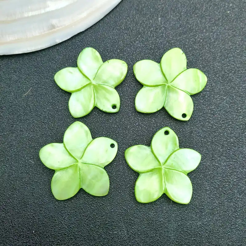 4pcs 40mm Hand-Carved Plumeria Flower Charms - Nautical Style DIY Jewelry Making for Necklaces & Earrings, Vibrant Blue, White, Orange, Pink, Flower Earrings