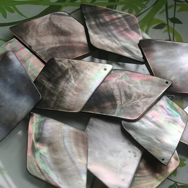 6pcs Natural Shell Carved Charms - 1.65"x1.22" Iridescent Mother-of-Pearl Finish, Hawaiian Design for DIY Jewelry Making, Tropical Beach Pendants, Coastal Craft Supplies, Handmade Pendants