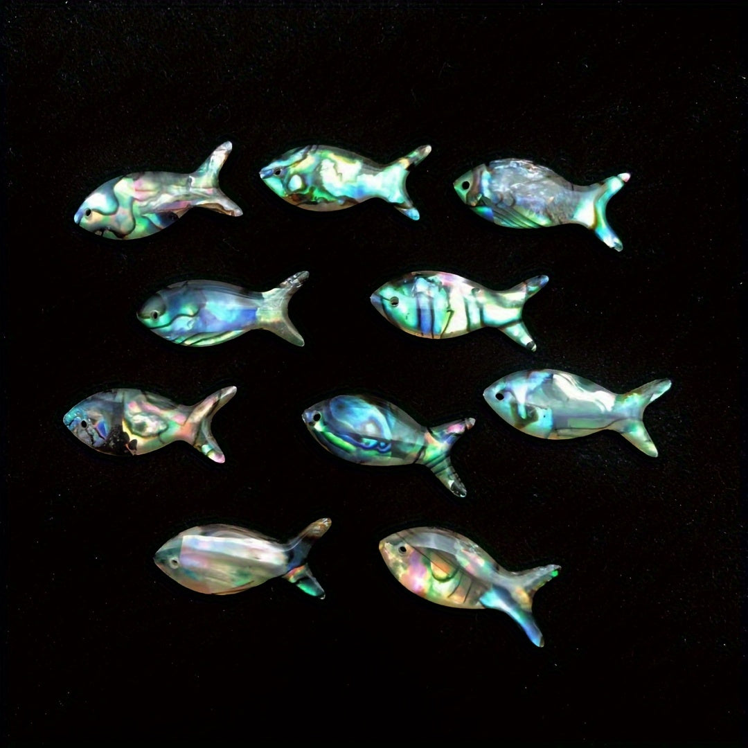 10pcs Abalone paper double-sided oil-dripping small fish charms single hole