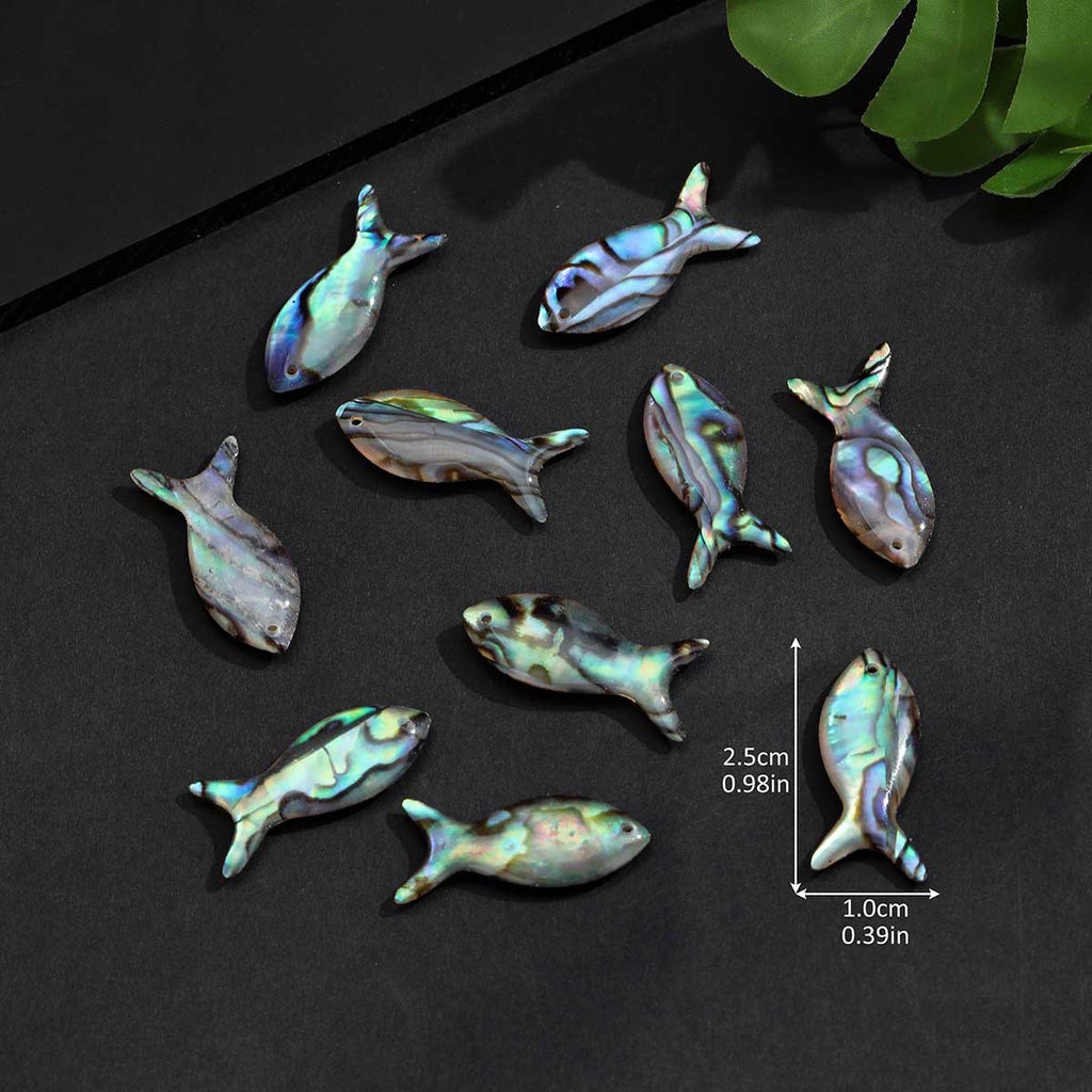 10pcs Abalone paper double-sided oil-dripping small fish charms single hole