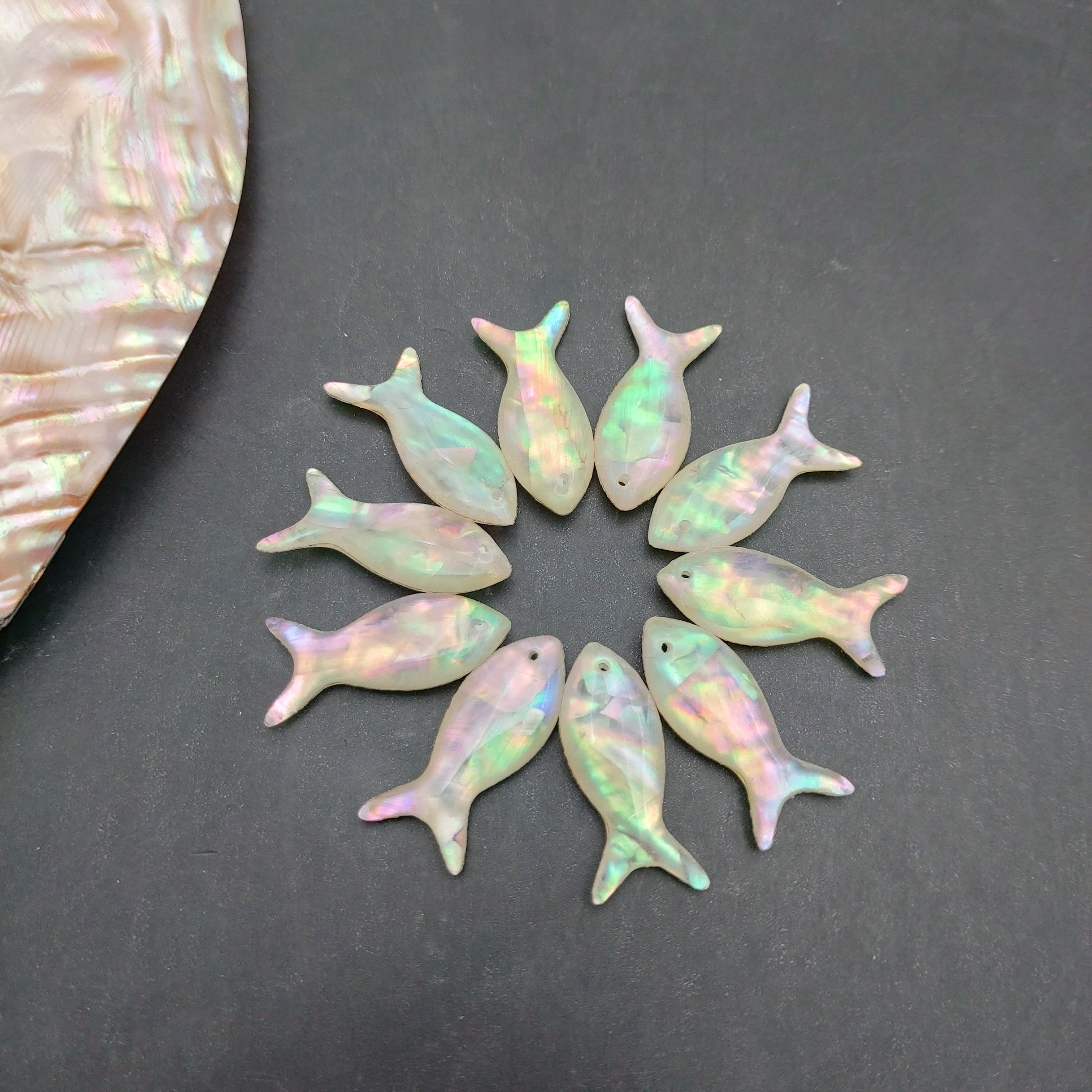 10pcs Abalone paper double-sided oil-dripping small fish charms single hole