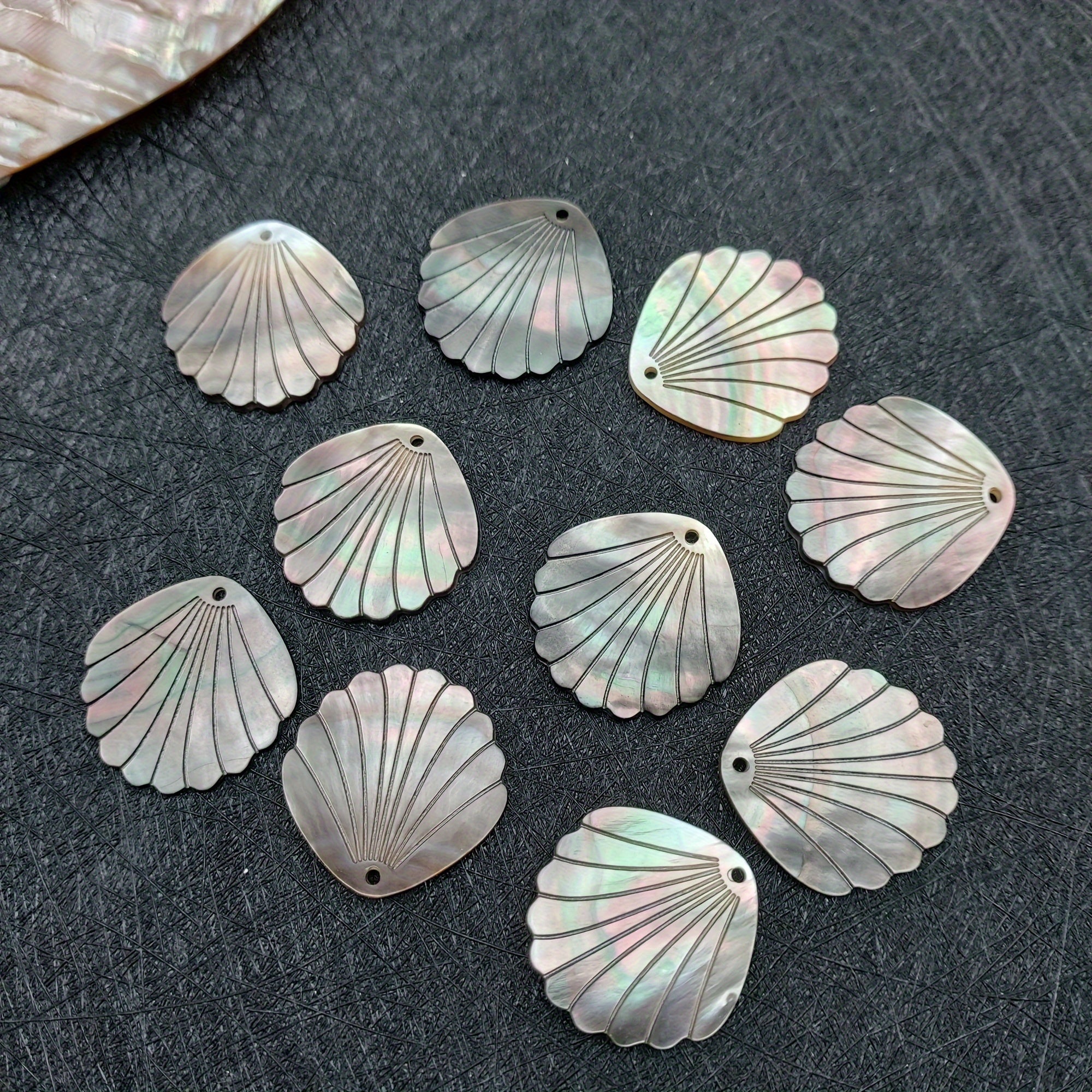 6pcs Natural MOP Charms Beads | Hawaiian Polynesian Island Jewelry Making Supplies with Iridescent, for DIY Earrings, Necklaces, Bracelets - Tropical Beach Party, Vacation, Everyday or Valentine's Gift - Natural Material, Year-R