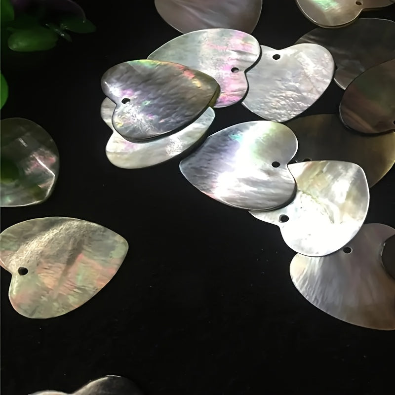 10pcs Natural Mother of Pearl Hand Carved Heart Pendant for Earrings or Necklace DIY Making, Hawaiian Design Ocean Charms