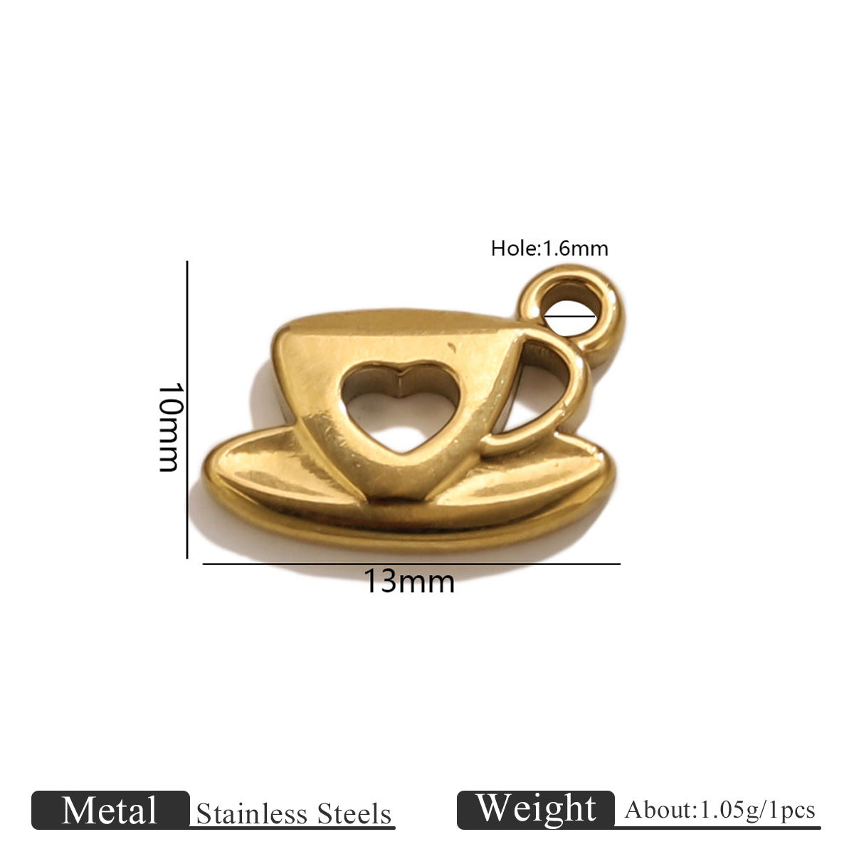 Stainless Steel Makeup Tea Set Shaped Pendant Lipstick Teapot Teacup Drip Oil Pendant DIY Bracelet Accessories