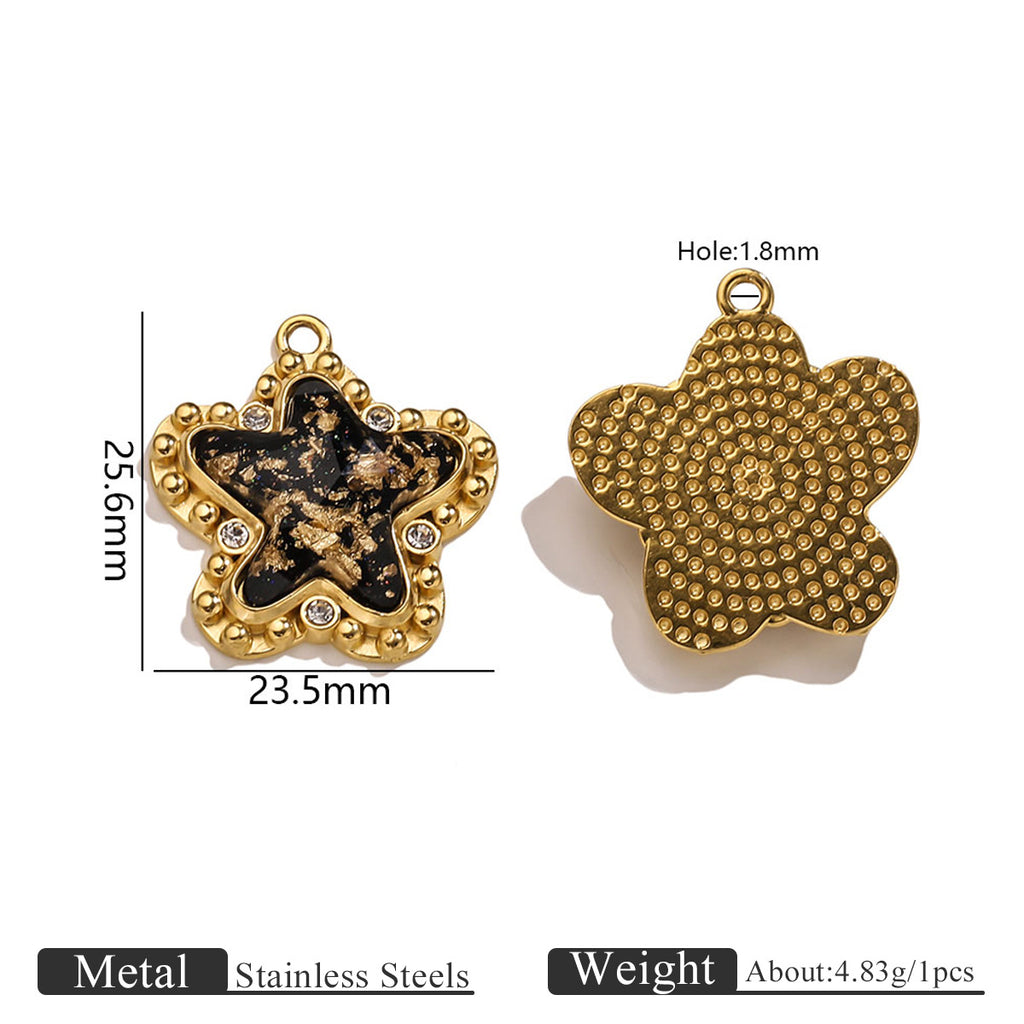 Vintage Black Gold Foil Multi-style Stainless Steel Pendant Butterfly Star Heart Charms DIY Bracelet Necklace Earrings