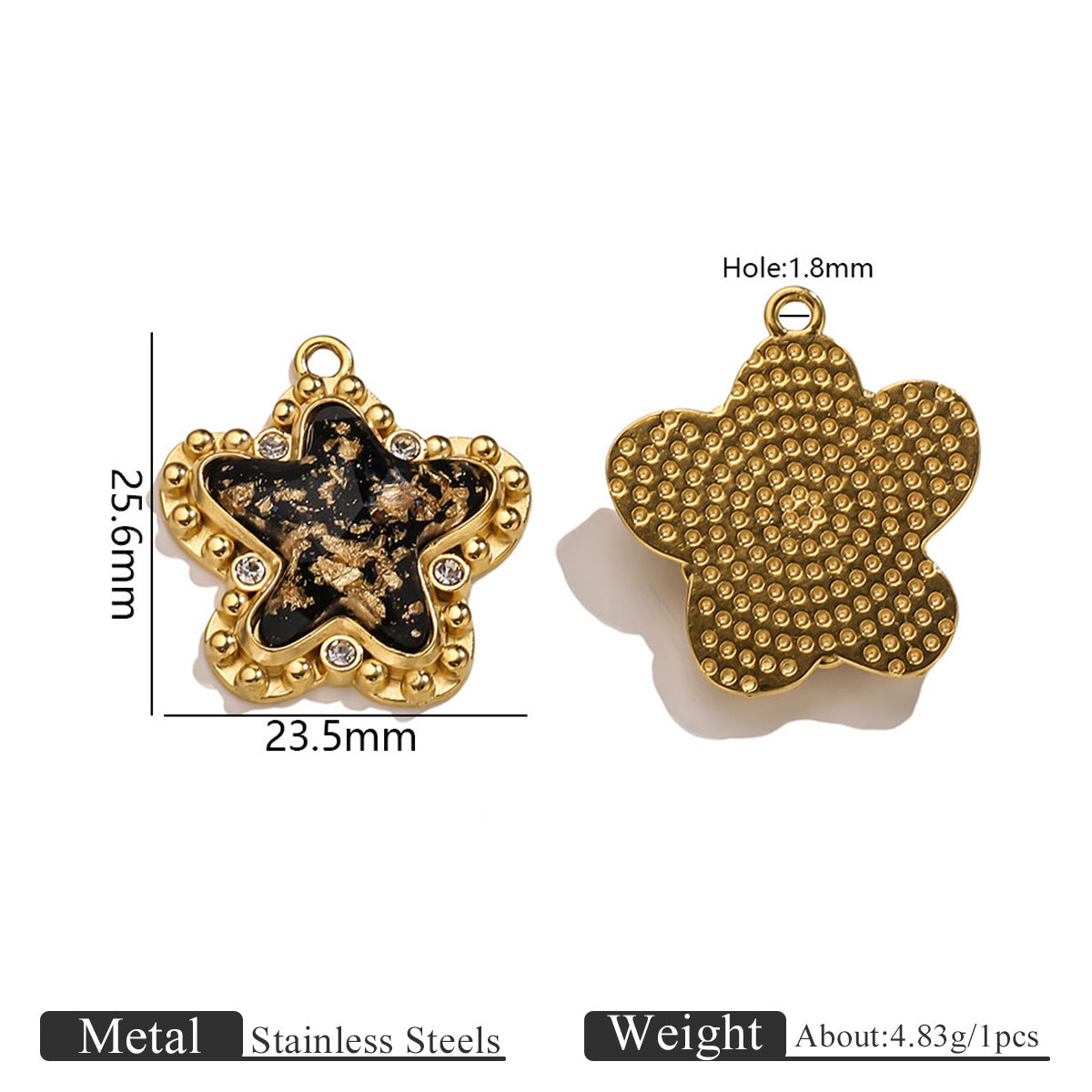 Vintage Black Gold Foil Multi-style Stainless Steel Pendant Butterfly Star Heart Charms DIY Bracelet Necklace Earrings