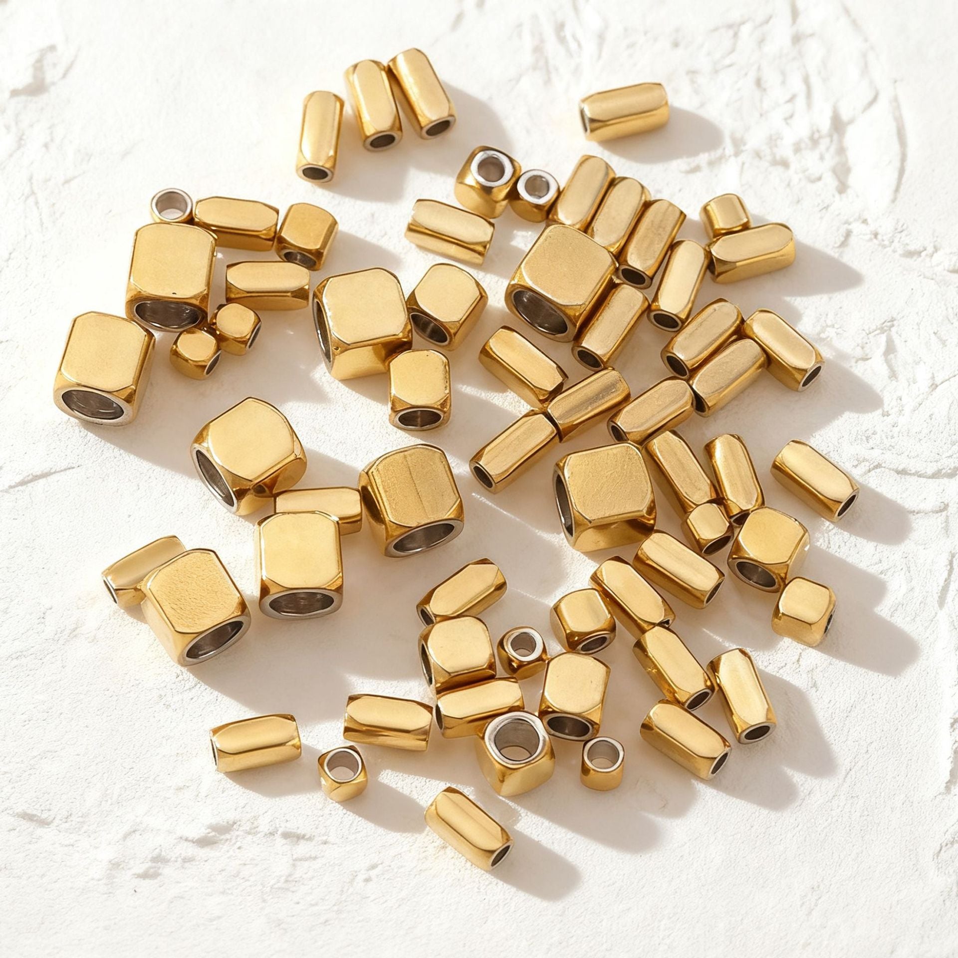 Wholesale of Stainless Steel Geometric Square Rectangular Metal Perforated Bead Spacer Beads