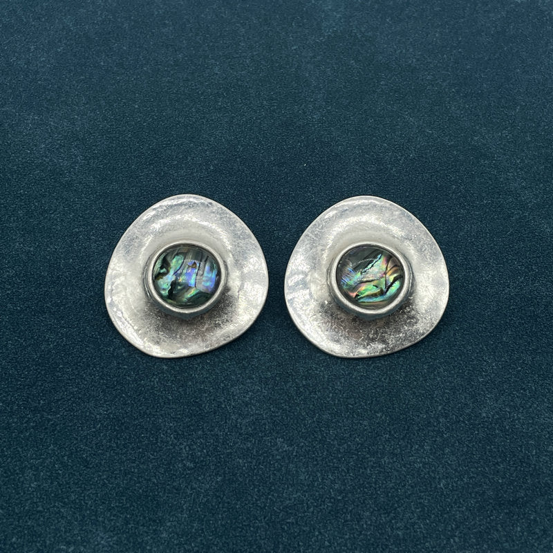 Natural Abalone Shell Earrings Fashionable Design Retro Style Antique Silver Iridescent Abalone Shell Elegant Earrings