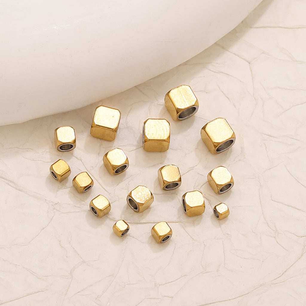 Wholesale of Stainless Steel Geometric Square Rectangular Metal Perforated Bead Spacer Beads