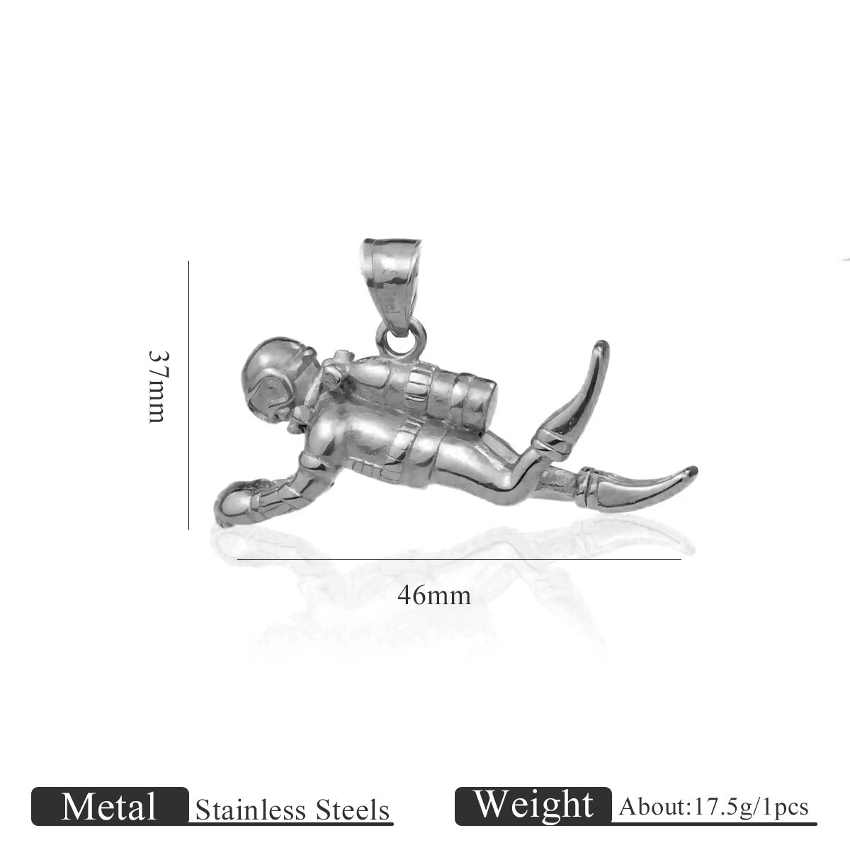 Vintage golden skull lock dice diver pendant stainless steel accessory DIY