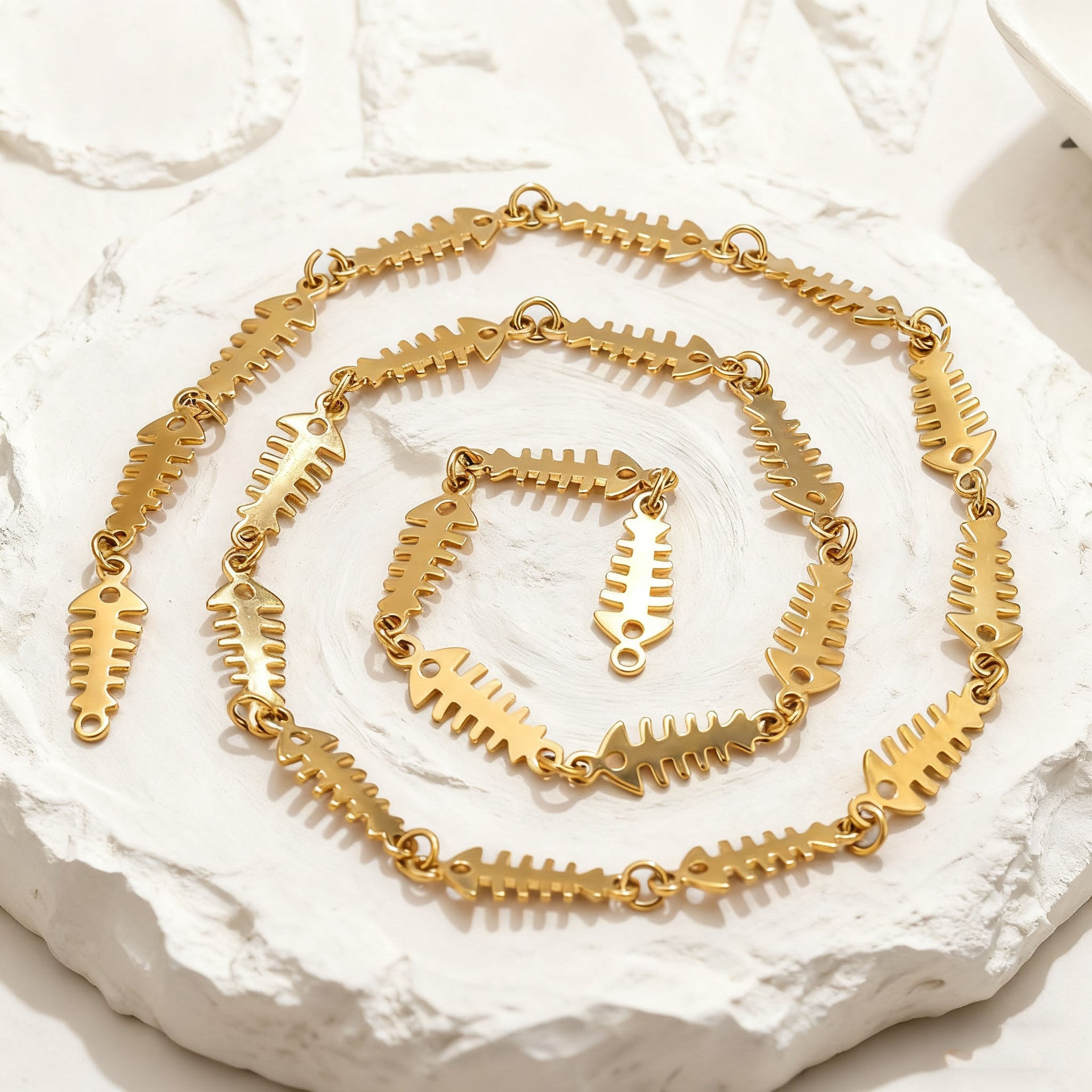 1m Personality gold fishbone shape metal chain, ocean style trendy cool DIY bracelet necklace