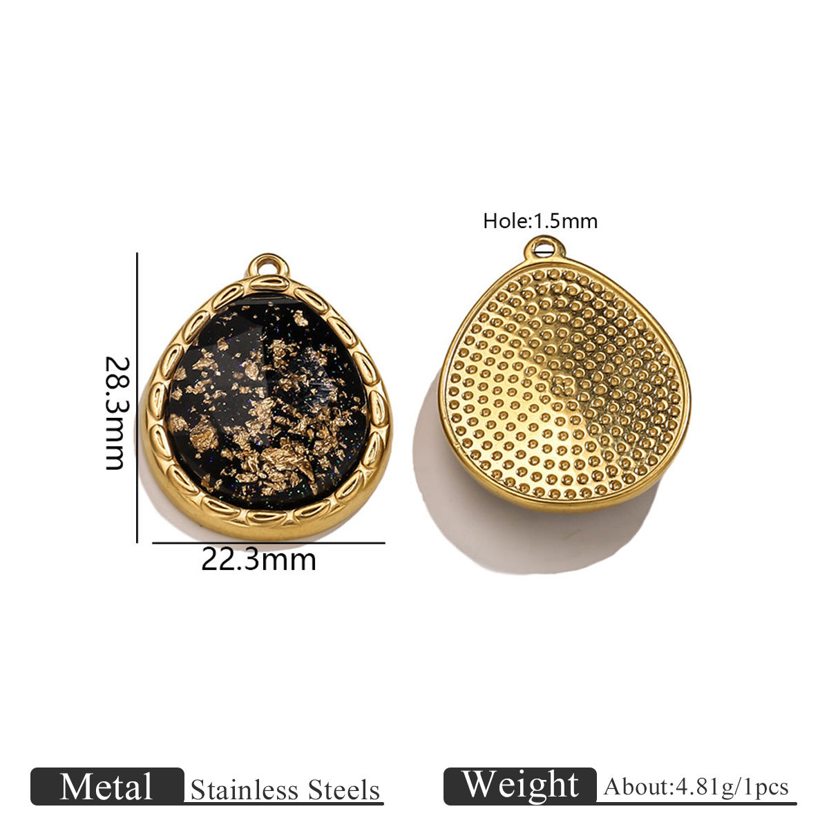 Vintage Black Gold Foil Multi-style Stainless Steel Pendant Butterfly Star Heart Charms DIY Bracelet Necklace Earrings