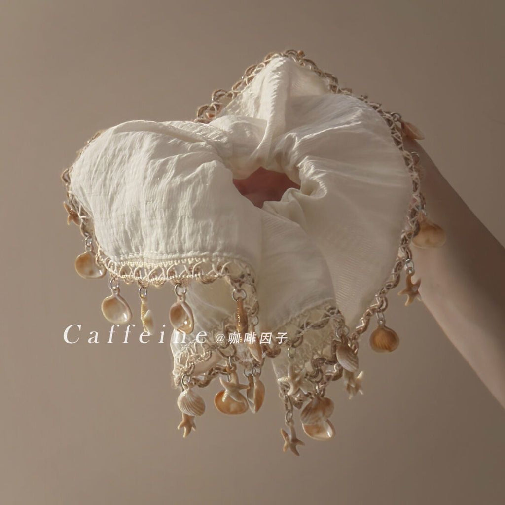 Fairy Holiday Style Shell Fringe Square Scarf Hair Tie Niche Design Bohemian Hair Accessories