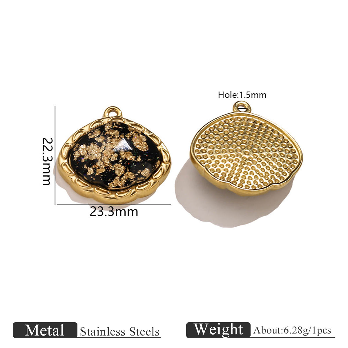 Vintage Black Gold Foil Multi-style Stainless Steel Pendant Butterfly Star Heart Charms DIY Bracelet Necklace Earrings