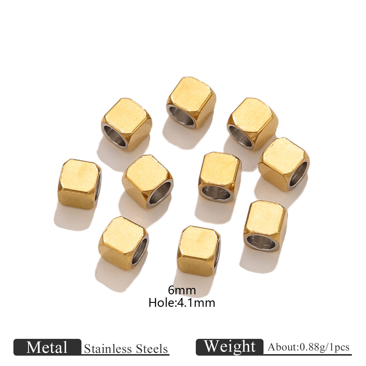 Wholesale of Stainless Steel Geometric Square Rectangular Metal Perforated Bead Spacer Beads