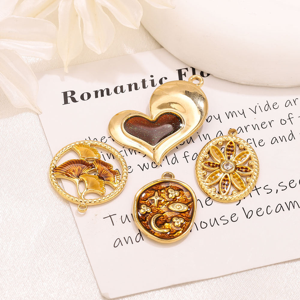 18k Stainless Steel Ginkgo Leaf Pendant Accessory