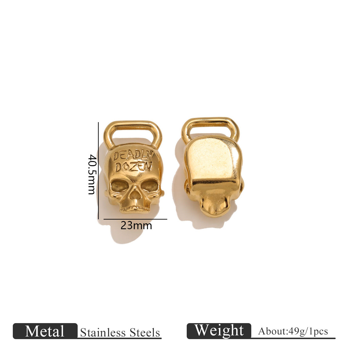 Vintage golden skull lock dice diver pendant stainless steel accessory DIY