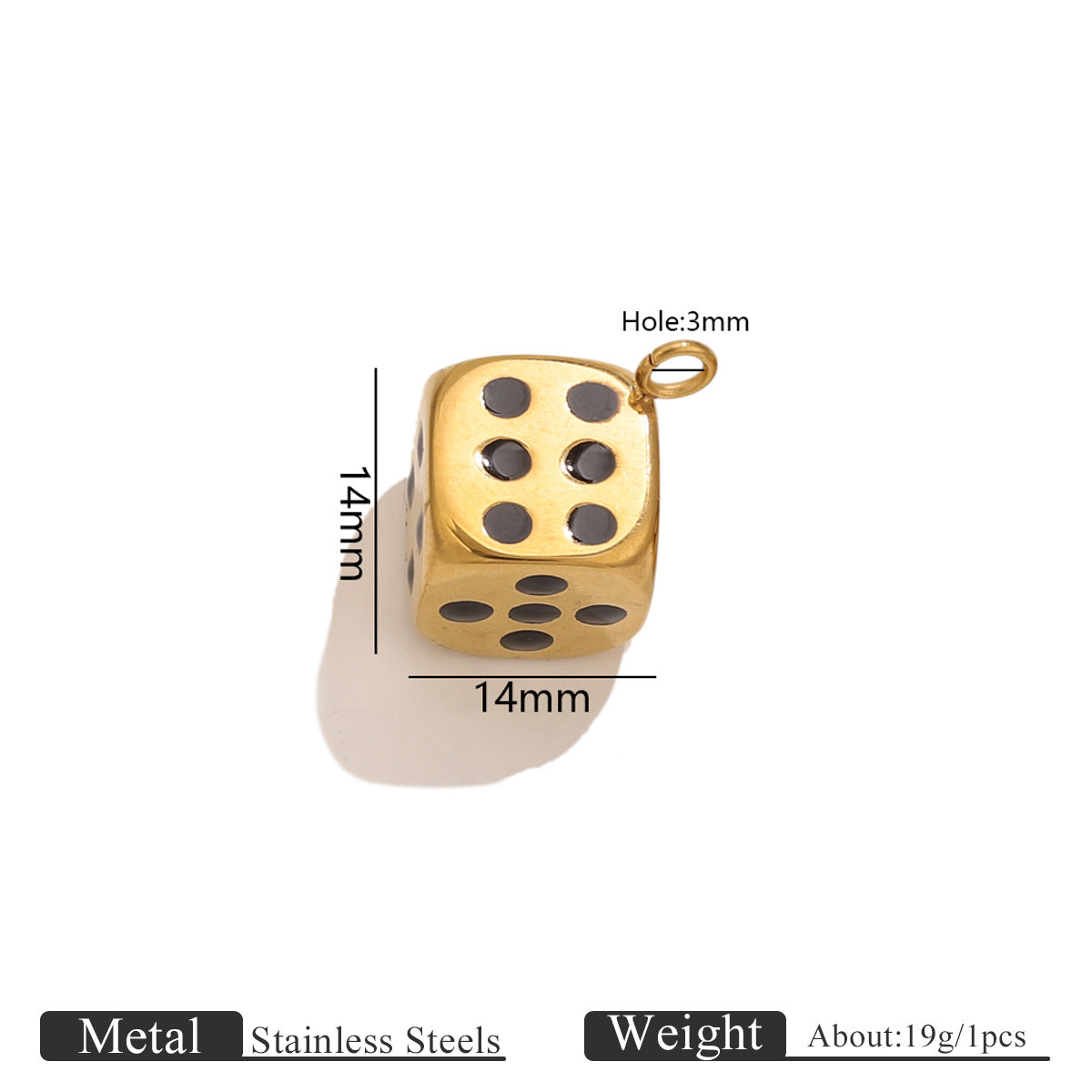 Vintage golden skull lock dice diver pendant stainless steel accessory DIY