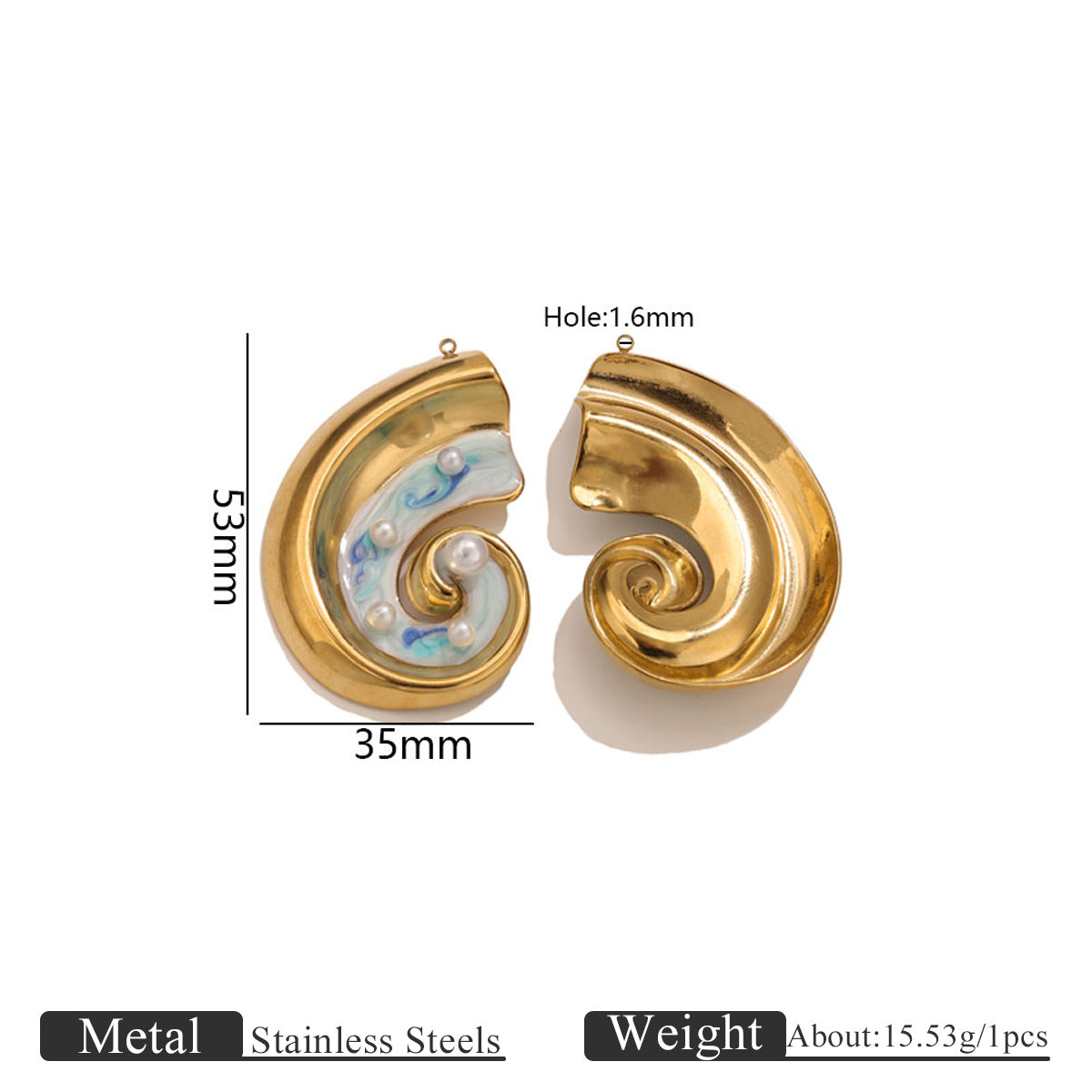 Colorful Ocean Style Starfish Octopus Seashell Pendant Stainless Steel Hanging Piece DIY