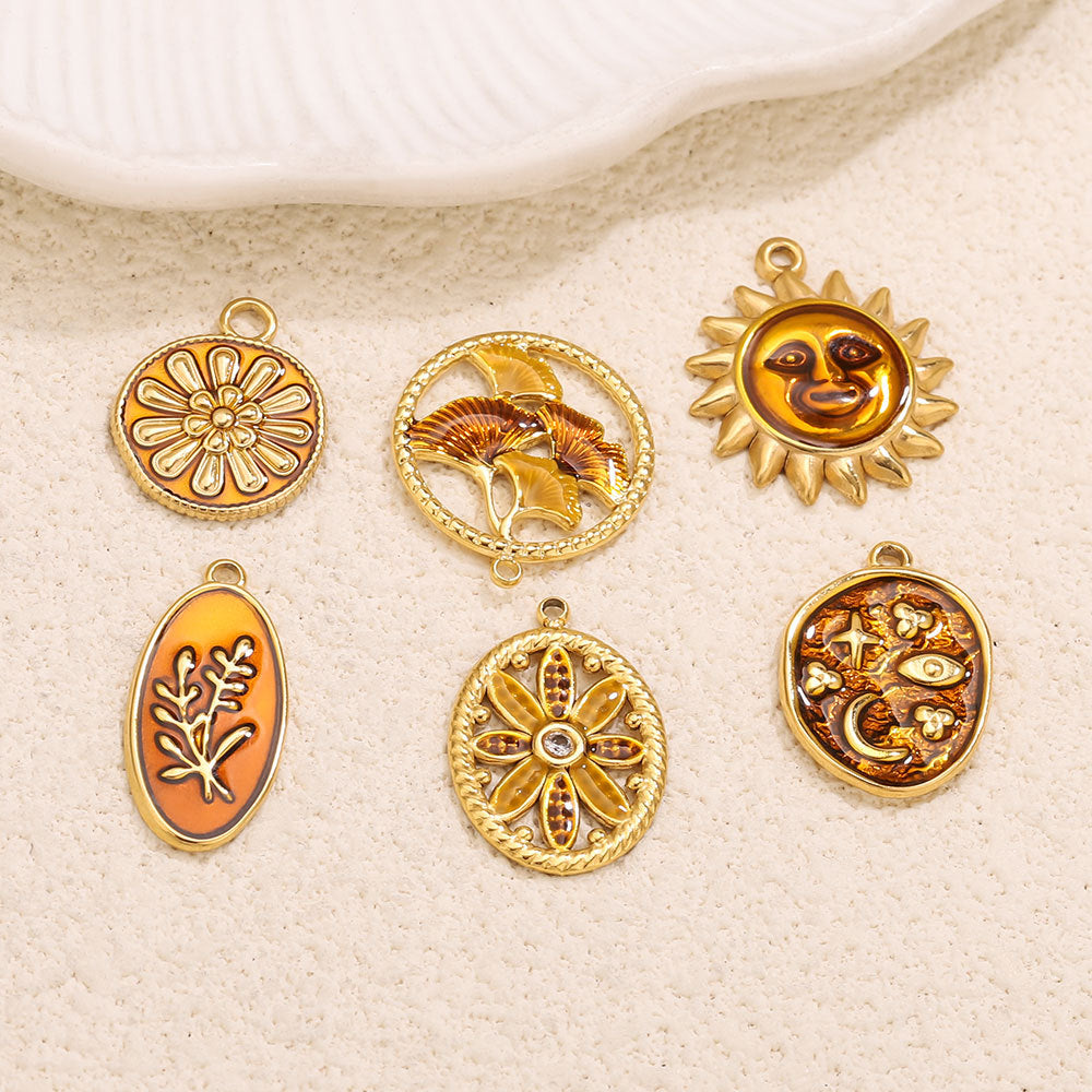 18k Stainless Steel Ginkgo Leaf Pendant Accessory