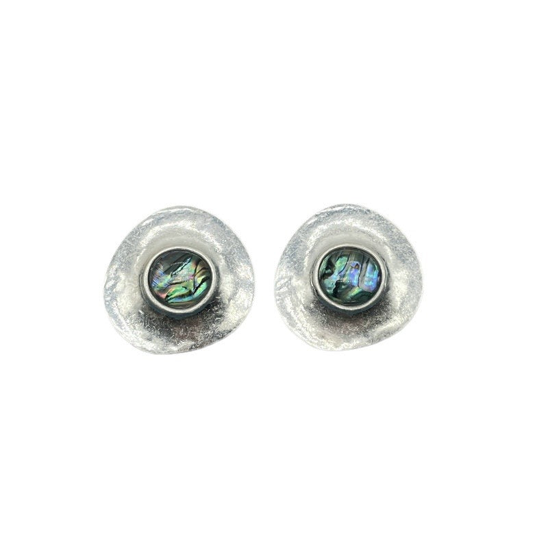 Natural Abalone Shell Earrings Fashionable Design Retro Style Antique Silver Iridescent Abalone Shell Elegant Earrings