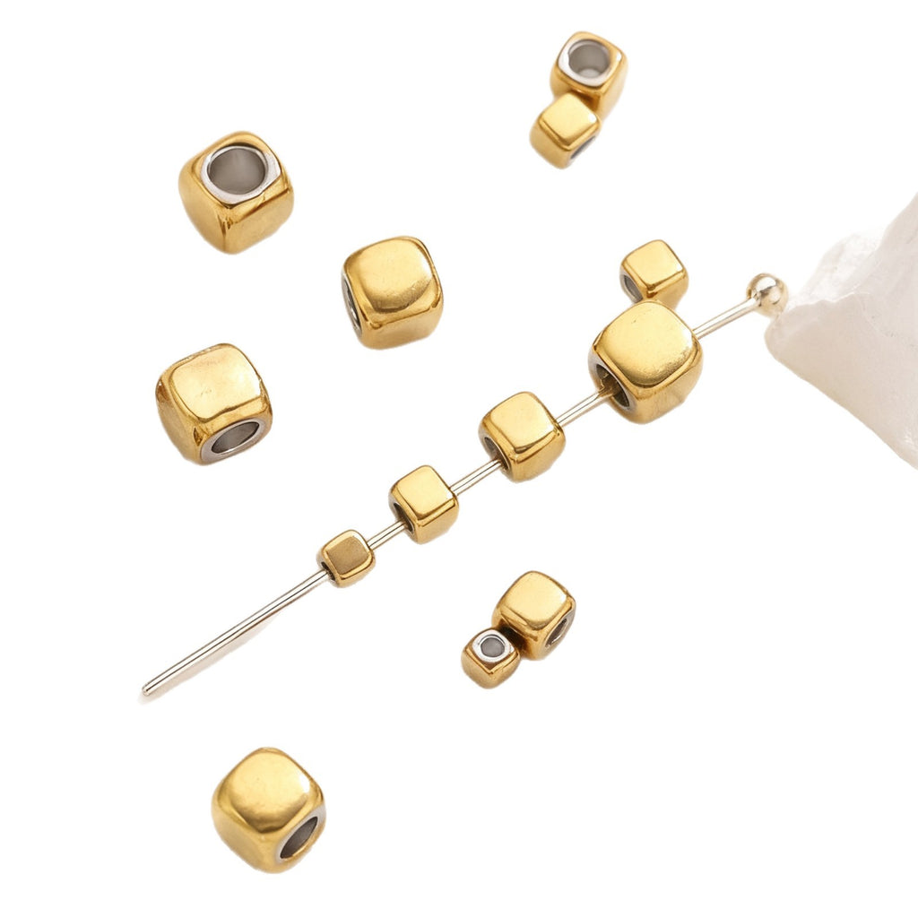 Wholesale of Stainless Steel Geometric Square Rectangular Metal Perforated Bead Spacer Beads