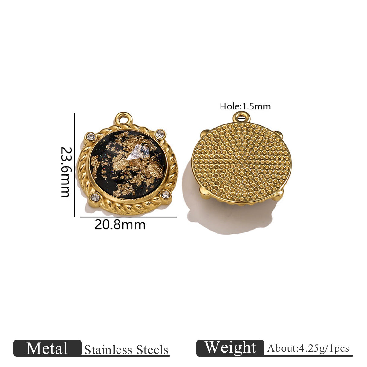 Vintage Black Gold Foil Multi-style Stainless Steel Pendant Butterfly Star Heart Charms DIY Bracelet Necklace Earrings