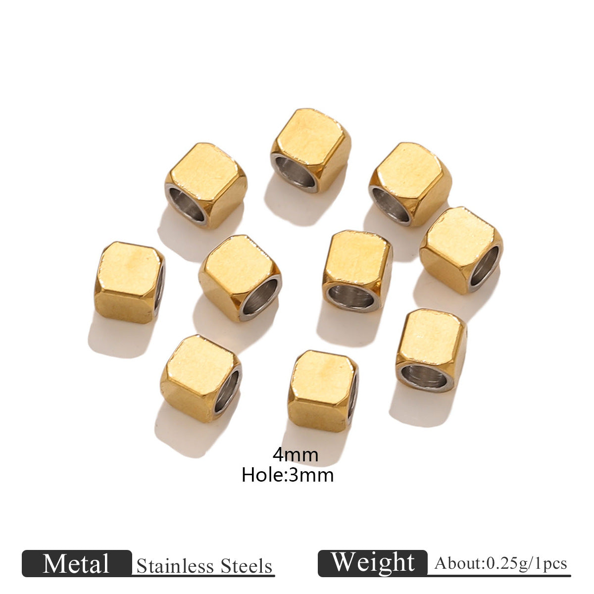 Wholesale of Stainless Steel Geometric Square Rectangular Metal Perforated Bead Spacer Beads