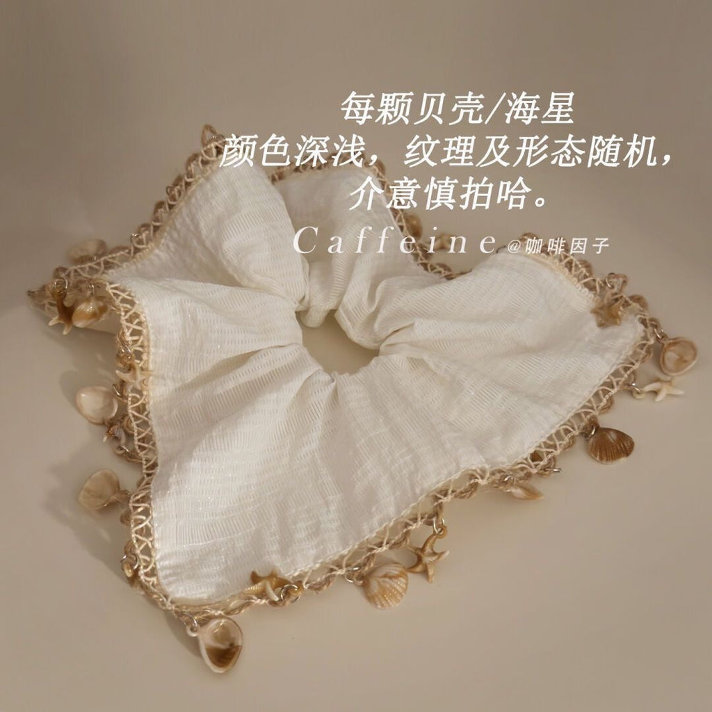 Fairy Holiday Style Shell Fringe Square Scarf Hair Tie Niche Design Bohemian Hair Accessories