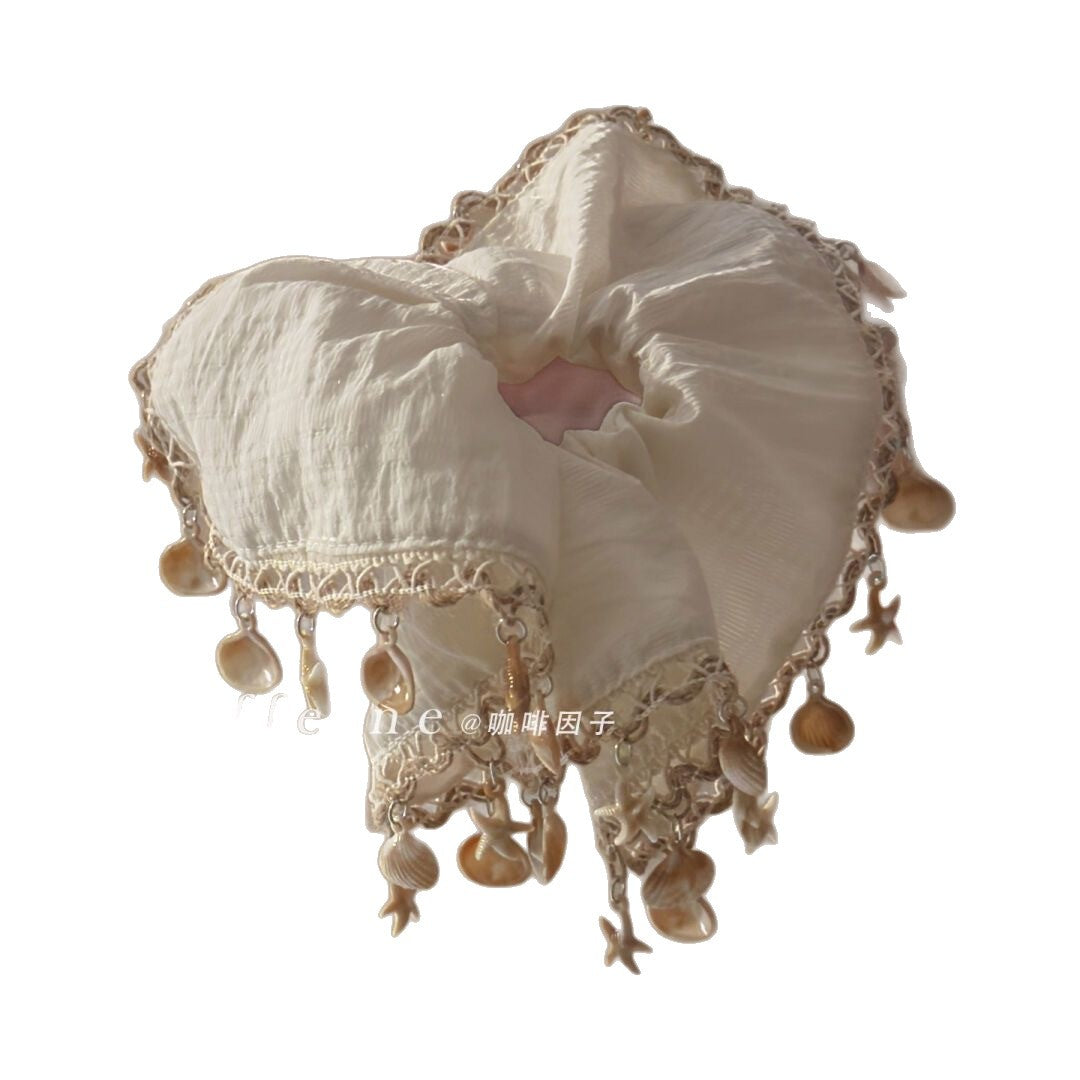 Fairy Holiday Style Shell Fringe Square Scarf Hair Tie Niche Design Bohemian Hair Accessories