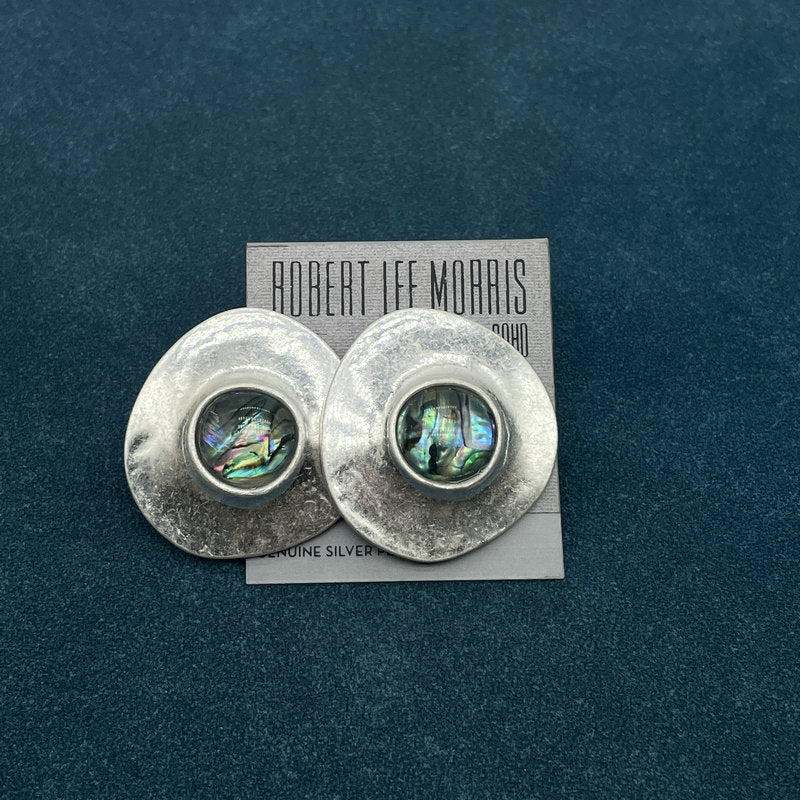 Natural Abalone Shell Earrings Fashionable Design Retro Style Antique Silver Iridescent Abalone Shell Elegant Earrings