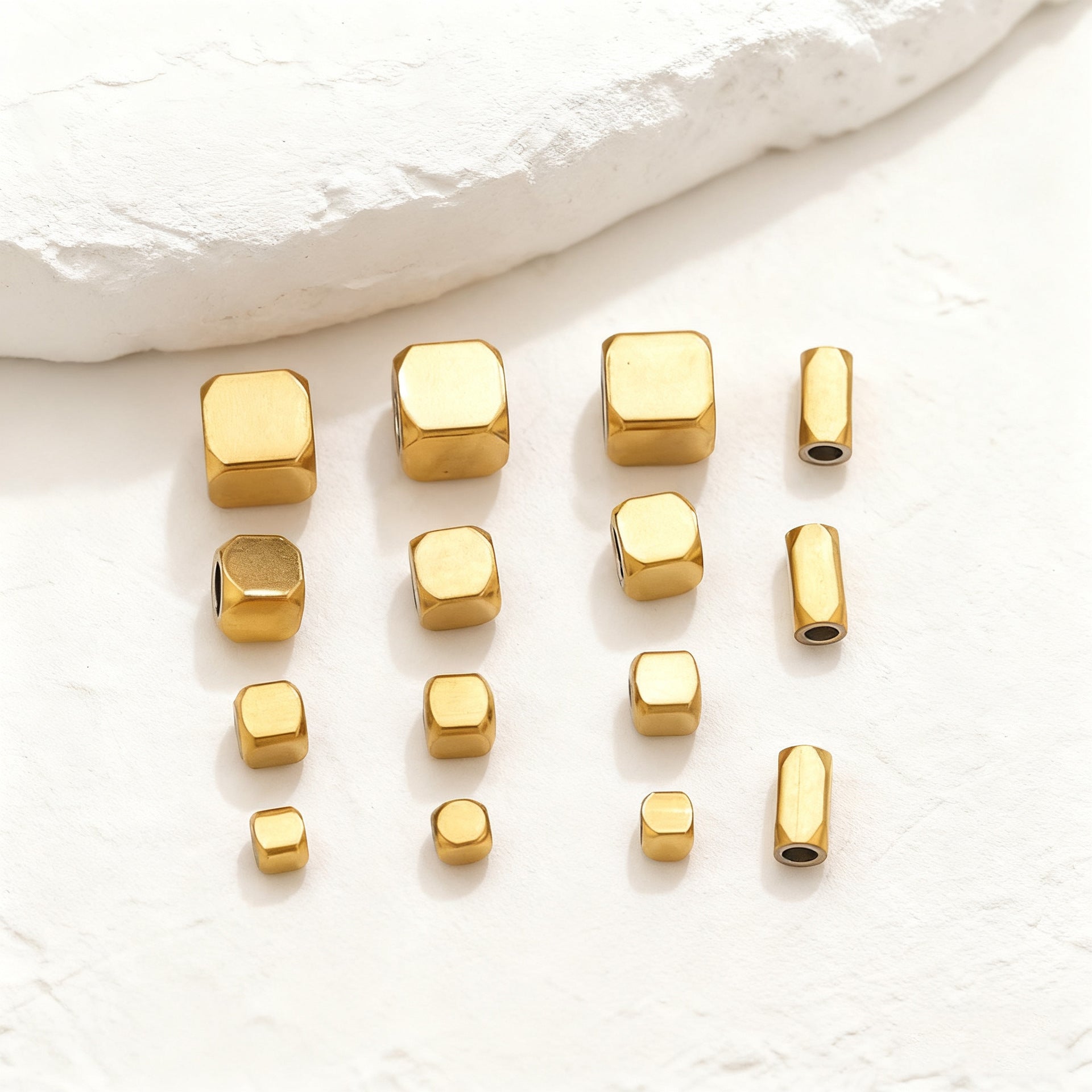 Wholesale of Stainless Steel Geometric Square Rectangular Metal Perforated Bead Spacer Beads