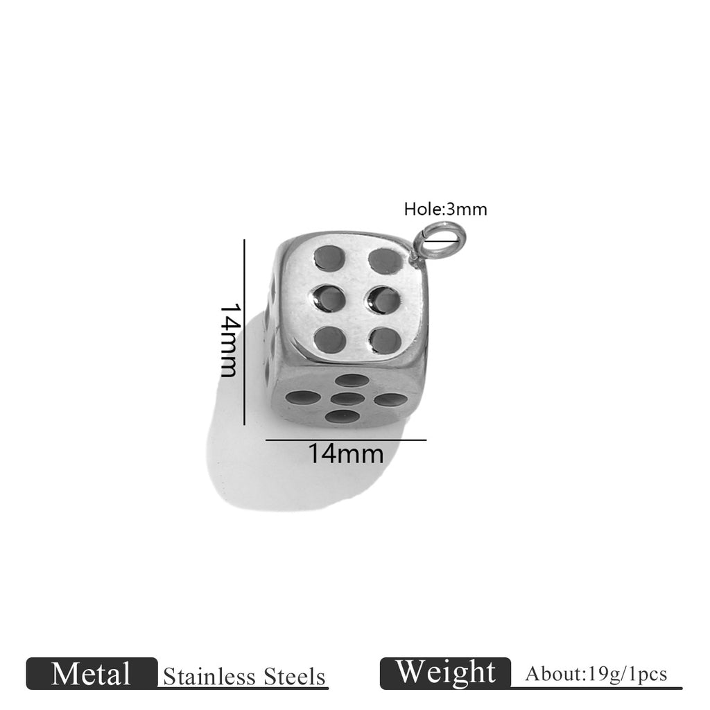 Vintage golden skull lock dice diver pendant stainless steel accessory DIY