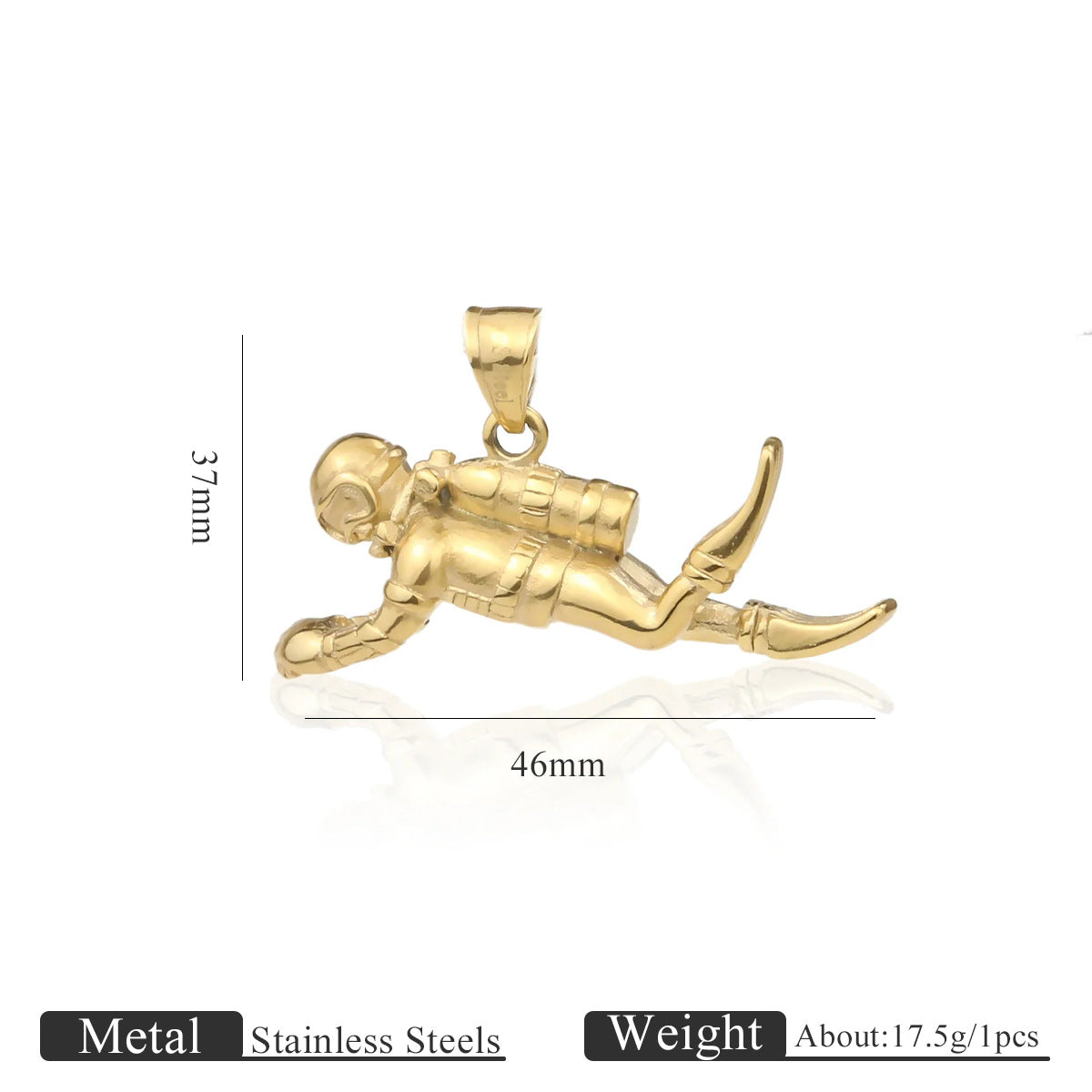 Vintage golden skull lock dice diver pendant stainless steel accessory DIY