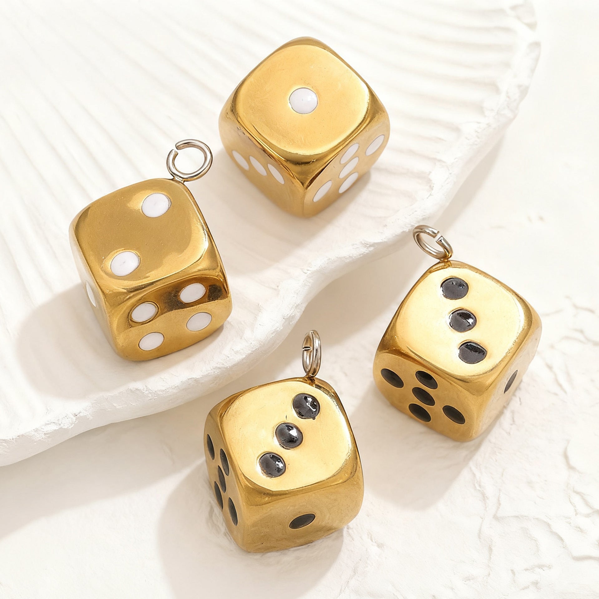 Vintage golden skull lock dice diver pendant stainless steel accessory DIY