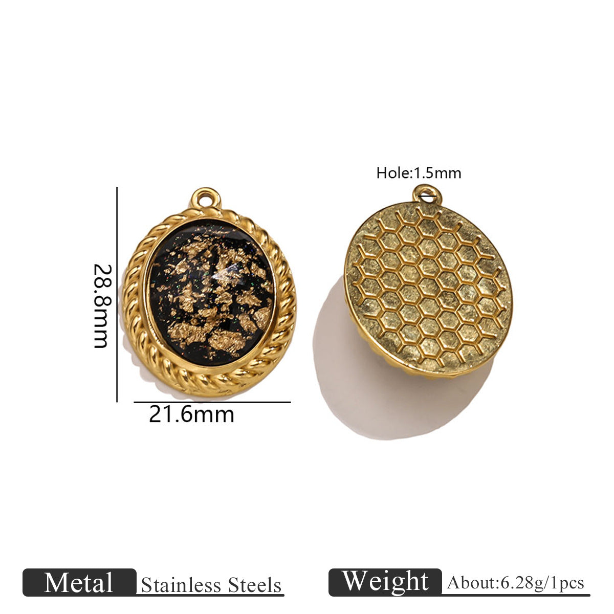 Vintage Black Gold Foil Multi-style Stainless Steel Pendant Butterfly Star Heart Charms DIY Bracelet Necklace Earrings