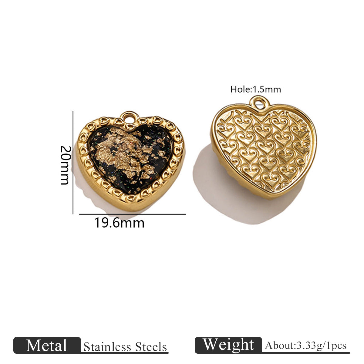 Vintage Black Gold Foil Multi-style Stainless Steel Pendant Butterfly Star Heart Charms DIY Bracelet Necklace Earrings