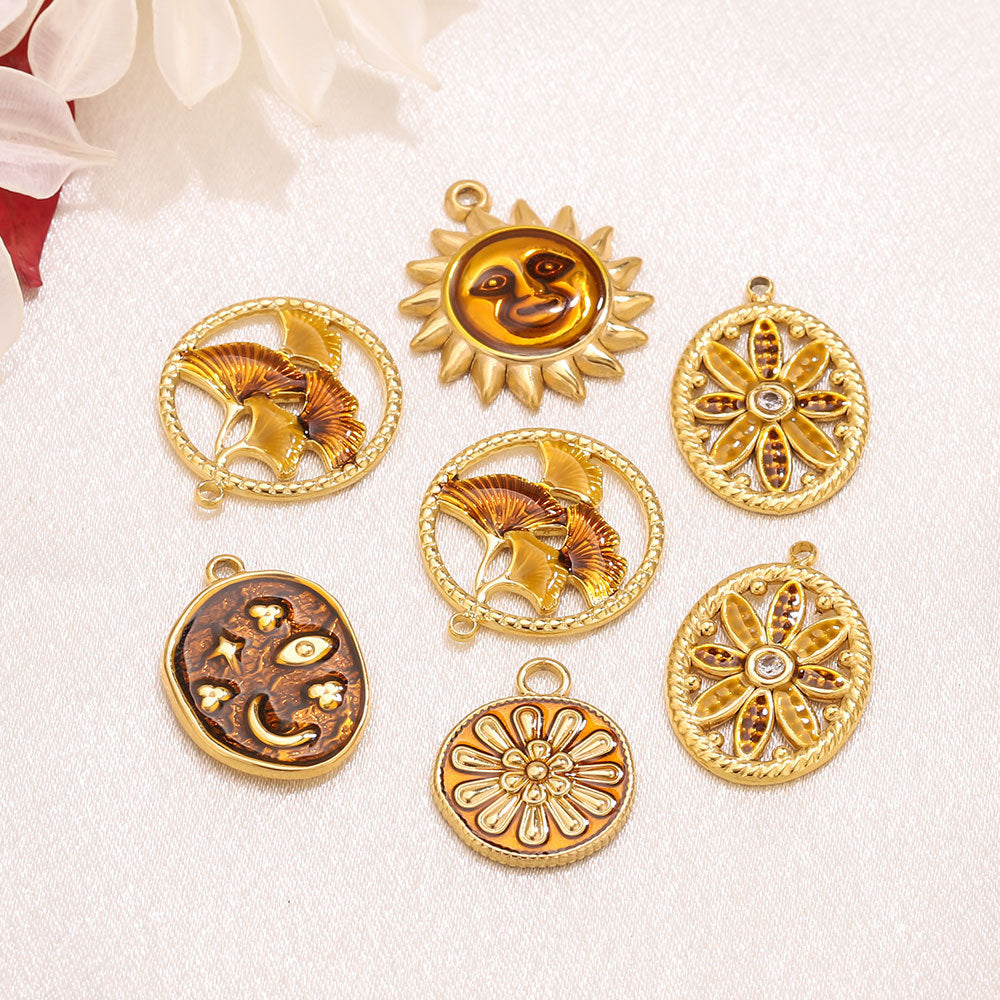 18k Stainless Steel Ginkgo Leaf Pendant Accessory