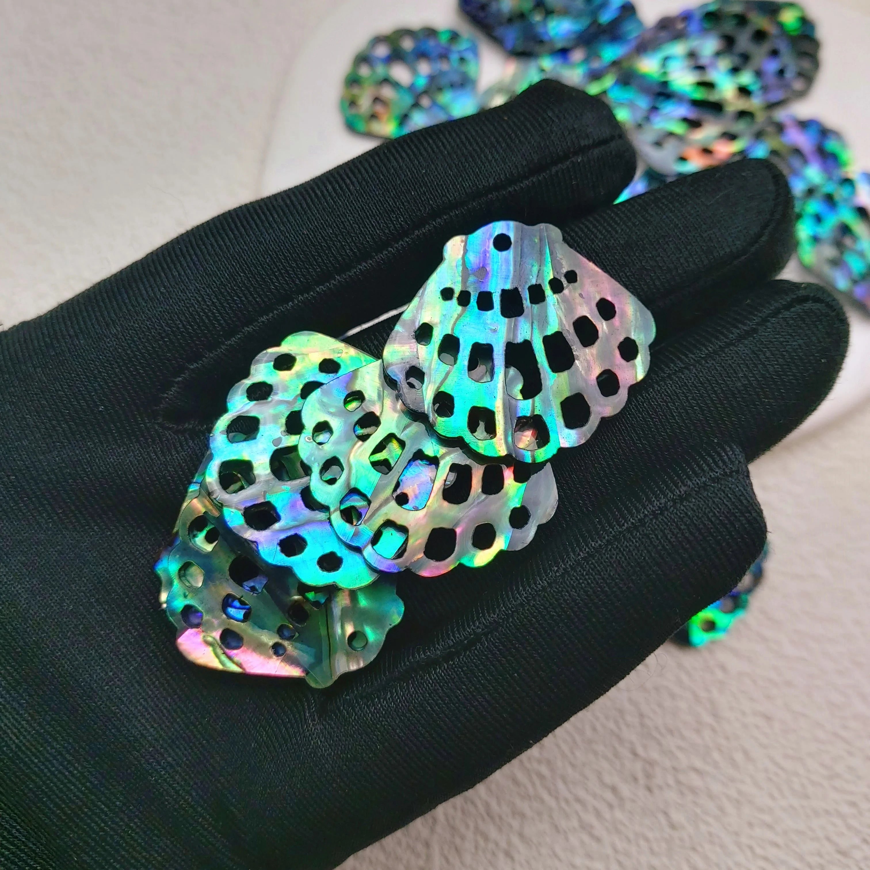 2pcs 2D Flat Natural Abalone Shell Stickers - Iridescent Jewelry Charms with Acrylic Base, Flat Beads for DIY Earrings, Necklaces, Coastal, Valentine'S Gifts - Easy Application & Long-Lasting Shine - Perfect for Beginners & Experts, Beach Accessories, C